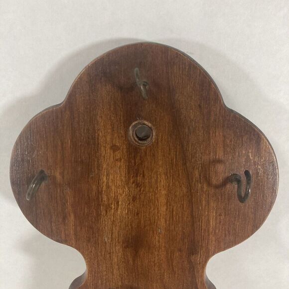 Wooden Keys Holder Key Shape w/ Hooks Wall Hanging Brown Vtg 13”X 5” Cottagecore - Picture 3 of 8